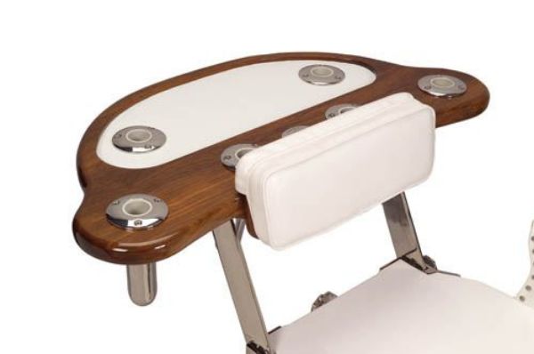 Picture of Pompanette INT6931A Teak Reverse Rocket Launcher, 6 Rod Holders, Tray and Drawer - Chair Mount