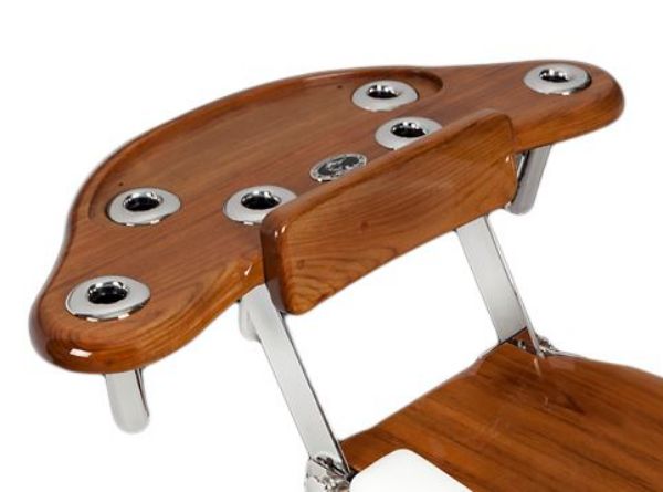 Picture of Pompanette INT6913 Teak Reverse Rocket Launcher, Tray & Draw - Chair mount