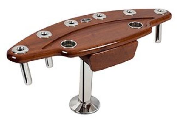 Picture of Pompanette INT6947A Teak 6-Rod Pedestal Mount Rocket Launcher