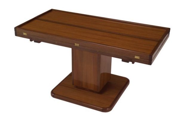 Picture of Pompanette B140LUTS Hi-Low 40" Teak Table Stain Finish - Teak Hi-Lo Table